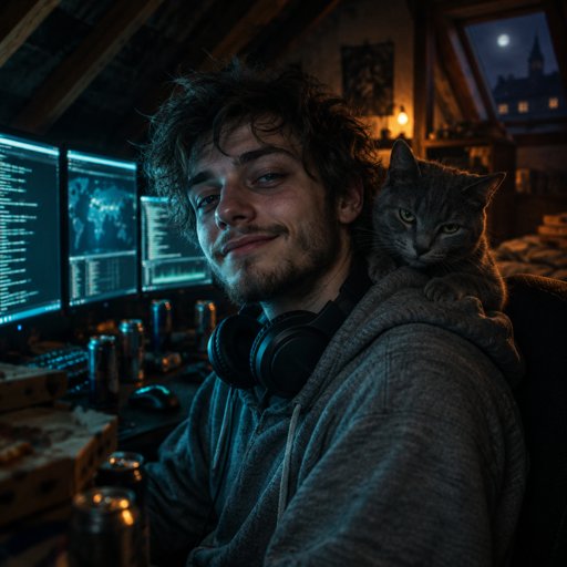 Wessel_Wifi, zestien, op zijn zolderkamer met drie schermen.